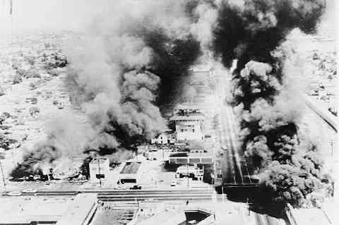 Smoke from Watts riots, 1965.