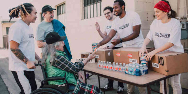 Volunteers helping those in need