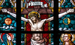 Stained glass window of Jesus